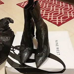Nine west snake skin shoes and matching purse.
